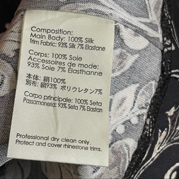 3.1 Phillip Lim Black Printed Silk Shift Dress Size 2 - Picture 11 of 12